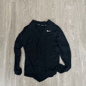 Nike Black Long Sleeve Performance Top with White Swoosh
